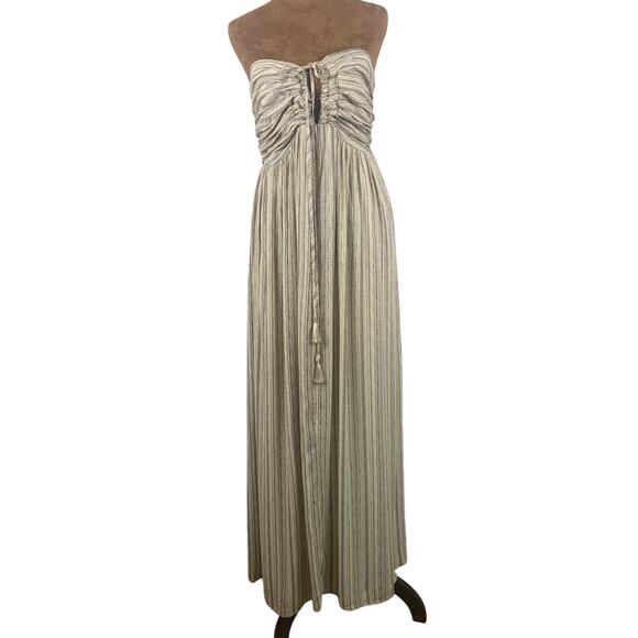 Promes Dresses & Skirts - Promes Beige and Brown Strapless with Halter Back Maxi Dress Size Medium